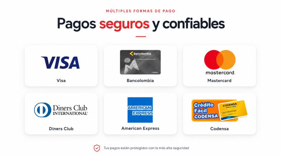 Formas de pago disponibles